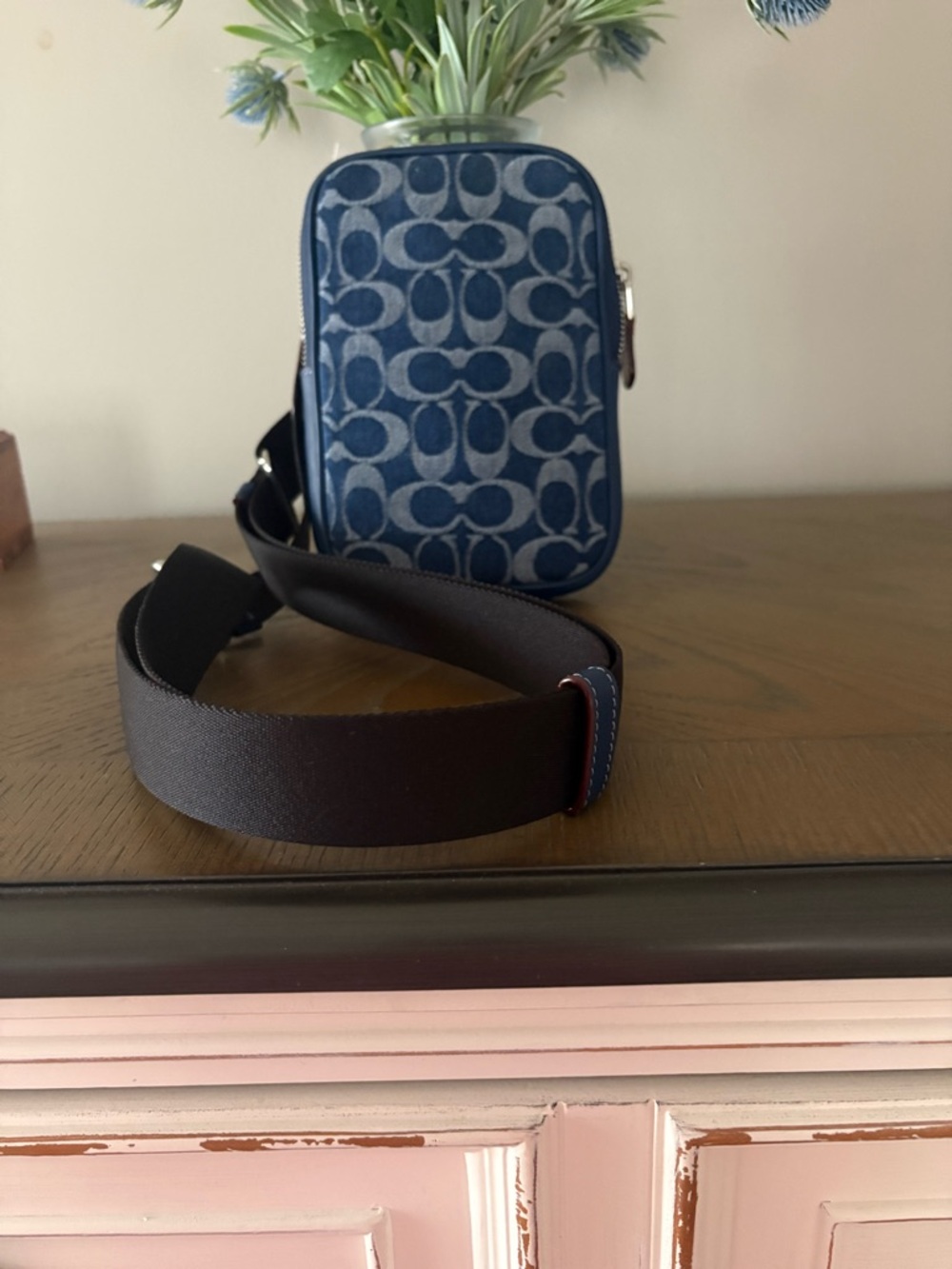 Coach Navy Signature Canvas Belt Bag with blue strap - Picture 5 of 5